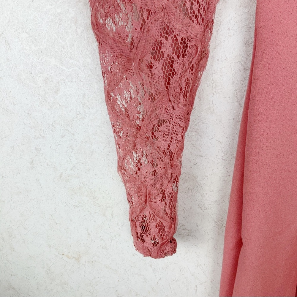 Iris floral lace balloon sleeves blush pink dress romantic - Picture 6 of 12